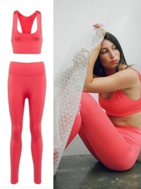 NWT Prism² London Abundant Leggings and Elated Sports Bra in Cerise Activewear